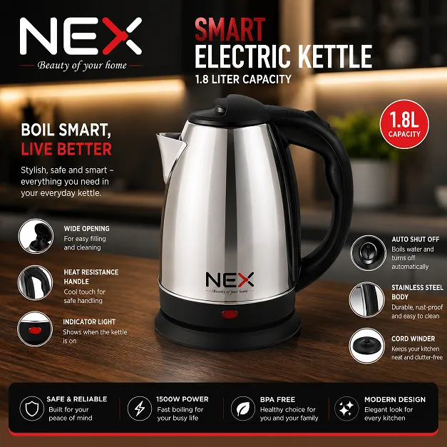 Annex Double Wall Electric Kettle 1.8L