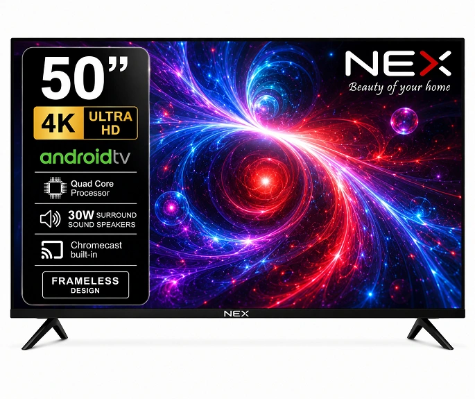 NEX08-127 cm (50 inches) 4K Ultra HD Smart Android LED TV 50FS-VS | Built-in Google Voice Assistant