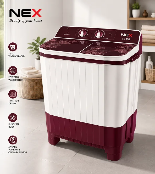 NEX04 7.5 kg Semi-Automatic Top Load Washing Machine With Magic Filter (Aqua Wash, MAROON)