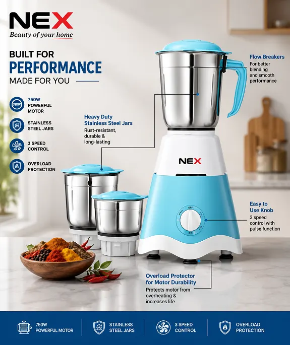 NEX-MG01 Annex Heavy Duty Mixer Grinder 550W