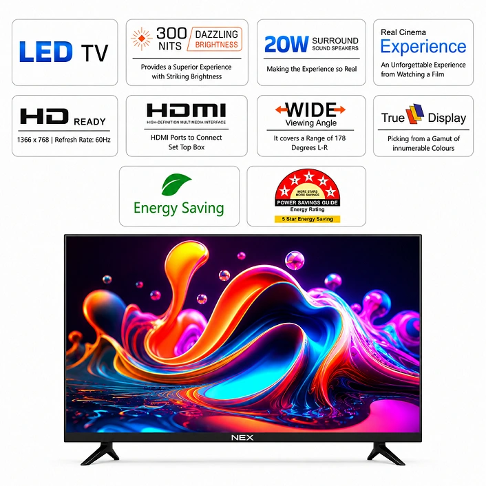 NEX01-60.96 cm (24 inch) HD Ready LED TV 24FSN With A+ Grade Panel (slim bezels)